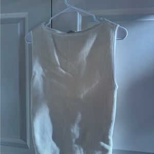 Abercrombie & Fitch White Ribbed Tank Top